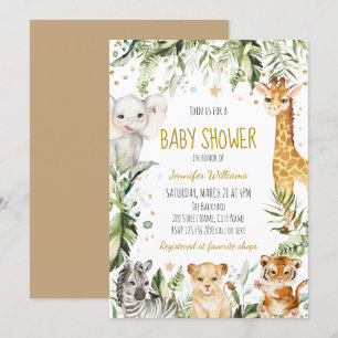 Invitation Baby shower Safari Baby Animals