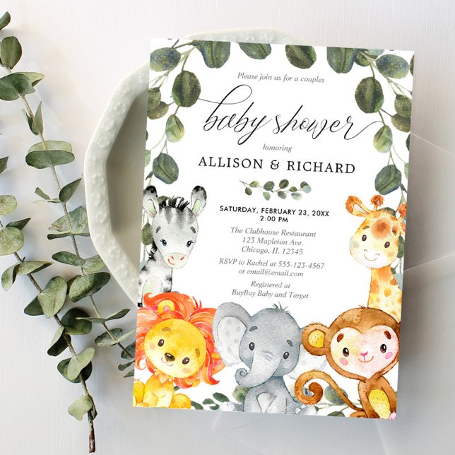 Invitation Baby shower safari Couples neutre (Créateur téléchargé)
