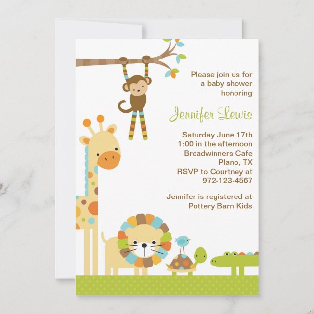 Invitation Baby shower Safari de Mod Jungle (Devant)