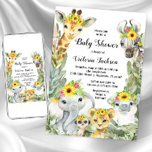 Baby shower Safari de tournesol fille