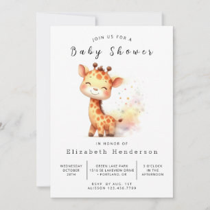 Invitation Baby shower Safari Digital Giraffe