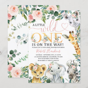 Invitation Baby shower Safari fille modifiable