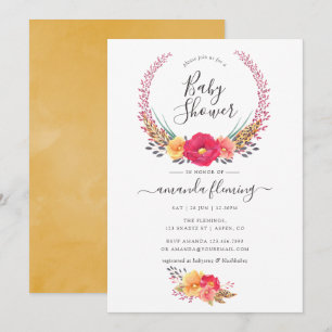 Invitation Baby shower Safari Floral Aquarelle