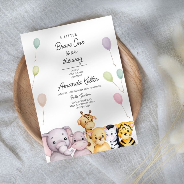 Invitation Baby shower Safari Friends Jungle (Créateur téléchargé)
