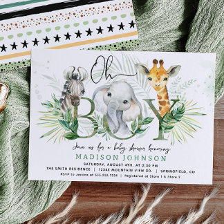 Invitation Baby shower Safari garçon