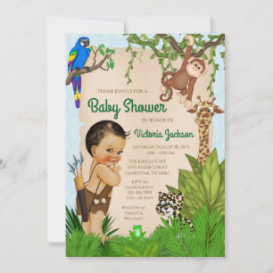 Invitation Baby Shower Safari Garçon Ethnique