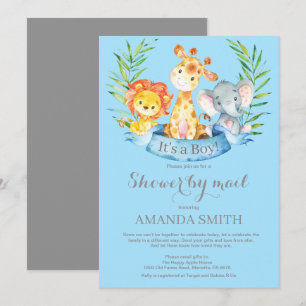 Invitation Baby shower Safari Jungle Boy par mail