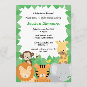 Invitation Baby shower Safari Jungle - Garçon/Fille