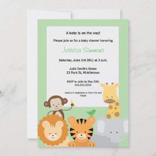 Invitation Baby shower Safari Jungle - Garçon/Fille