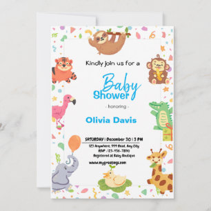 Invitation Baby shower Safari personnalisée