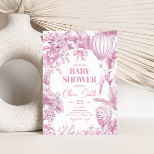 Invitation Baby shower Safari Toile Rose
