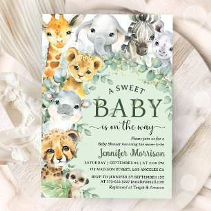Invitation Baby Shower Safari Tropical Jungle Animaux