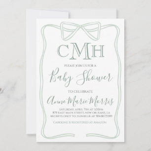 Invitation Baby shower Sage Green Coquette Bow FAIRE N'IMPORT