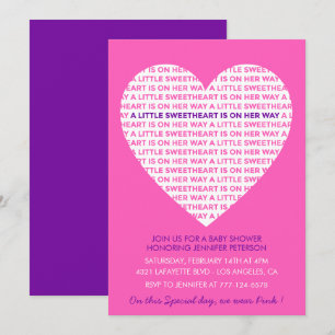 Invitation Baby shower Saint-Valentin bébé rose petit coeur d