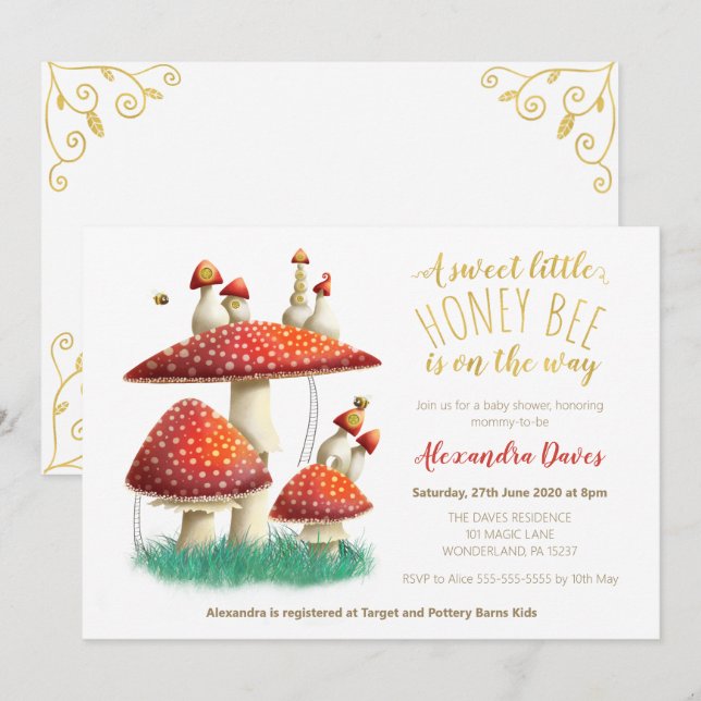 Invitation baby shower sans distinction de sexe pour les cham (Devant / Derrière)