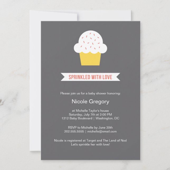 Invitation Baby shower | Saupoudré D'Amour (Devant)