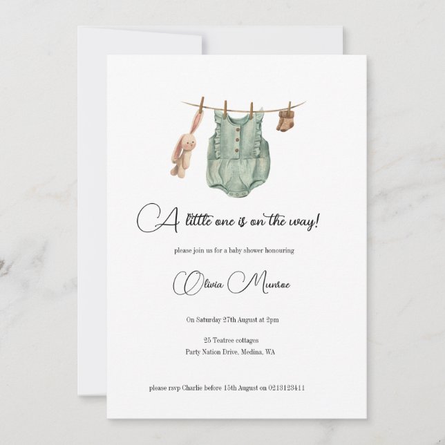 Invitation Baby shower/saupoudrer Un petit sur le chemin ! (Devant)