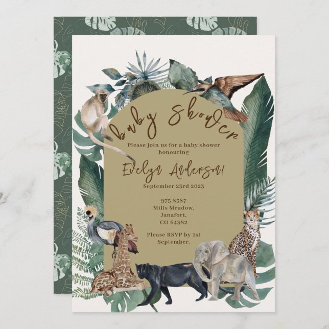 Invitation Baby shower sauvage (Devant / Derrière)