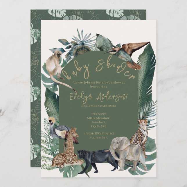 Invitation Baby shower sauvage (Devant / Derrière)