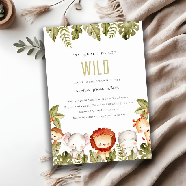 Invitation Baby shower sauvage de Safari Tropical Animaux (Créateur téléchargé)