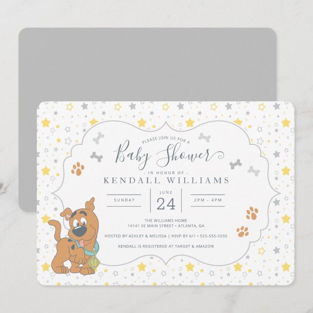 Invitation Baby shower Scooby-Doo (Devant / Derrière)