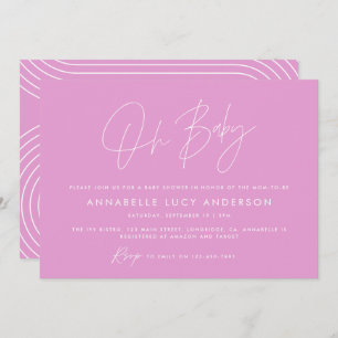 Invitation Baby shower script moderne cerise rose girly