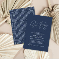 Baby shower script moderne élégant bleu marine