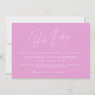 Invitation Baby shower script moderne élégant photo girly ros