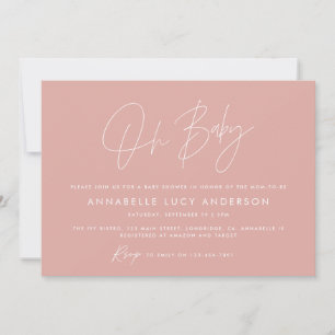 Invitation Baby shower script moderne élégant photo rose rose