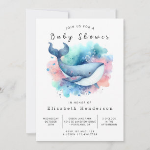 Invitation Baby shower Sea Digital Whale