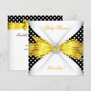 Invitation Baby shower Sexe Révéler Noir Jaune Blanc Spot