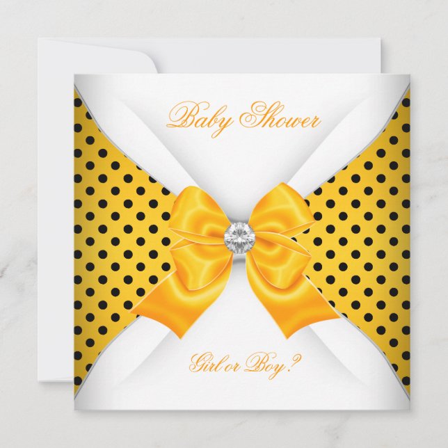 Invitation Baby shower Sexe Révéler Noir Jaune Blanc Zones (Devant)