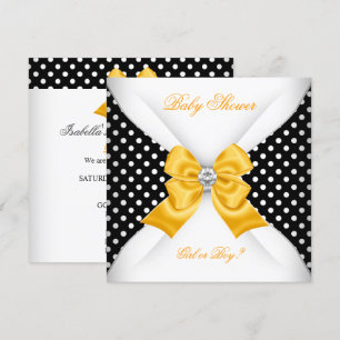 Invitation Baby shower Sexe Révéler Noir Jaune Blanc Zones
