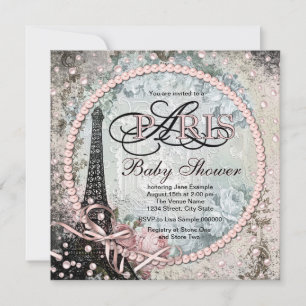 Invitation Baby shower Shab Chic Paris