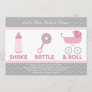 Invitation baby shower - Shake, Rattle & Roll