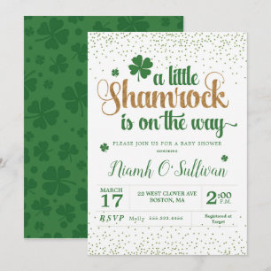 Invitation baby shower shamrock
