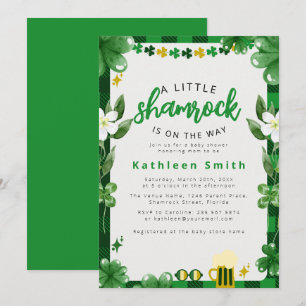 Invitation Baby shower Shamrock aquarelle
