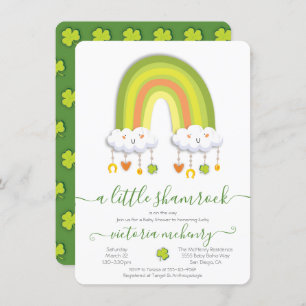 Invitation Baby shower Shamrock arc-en-ciel de St. Patrick's