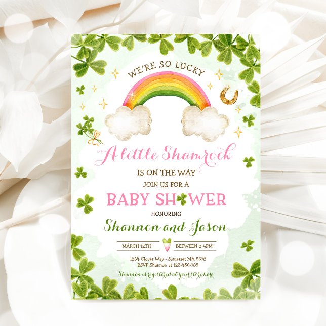 Invitation Baby shower Shamrock St Patrick's Girl Little (Créateur téléchargé)