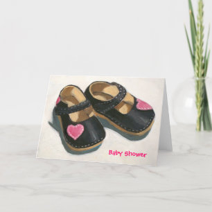 INVITATION BABY SHOWER, SHOES WITH HEARTS