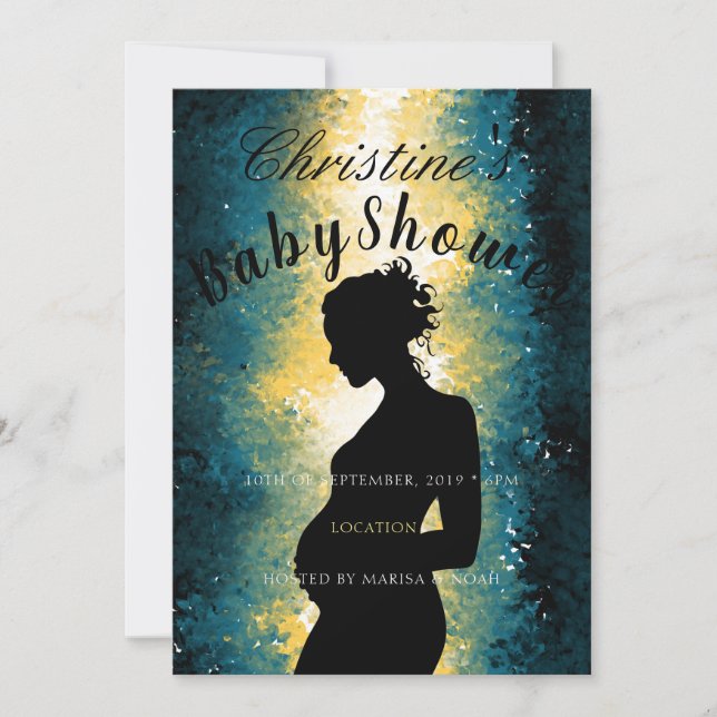 Invitation Baby shower Silhouette de femme enceinte Abstraite (Devant)