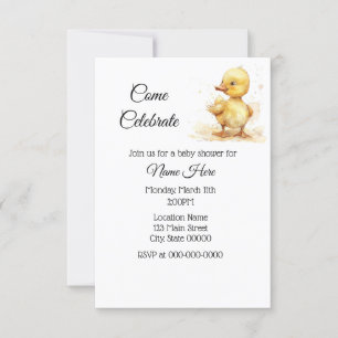 Invitation Baby shower simple à l'aquarelle