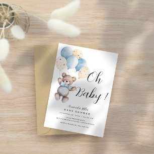 Invitation Baby shower simple Ballons d'ours bébé