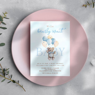 Invitation Baby shower simple Ballons d'ours bébé