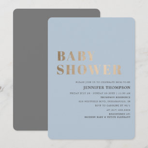 Invitation Baby shower simple Boy Blue & Gold