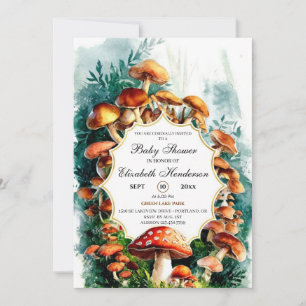 Invitation Baby shower simple de champignons de bois