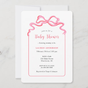 Invitation Baby shower simple de fille à la cou rose