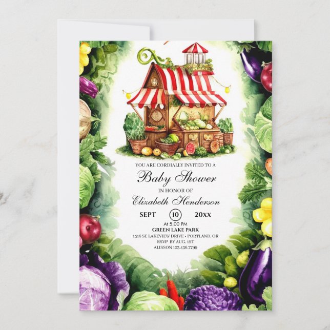 Invitation Baby shower simple de l'agriculteur de la pomme de (Devant)