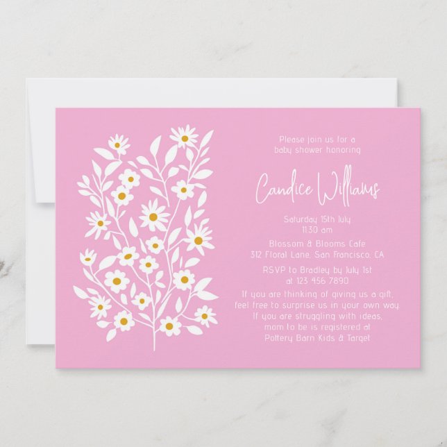 Invitation Baby shower simple et moderne de Couples Florales  (Devant)
