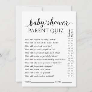 Invitation Baby shower simple qui va répondre au questionnair